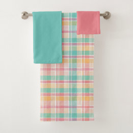 Conjunto De Toalhas Xadrez Escocês Multicolorido