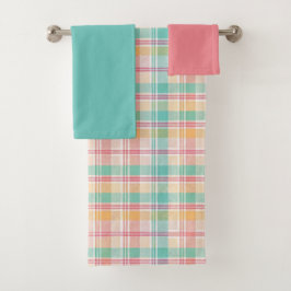 Conjunto De Toalhas Xadrez Escocês Multicolorido