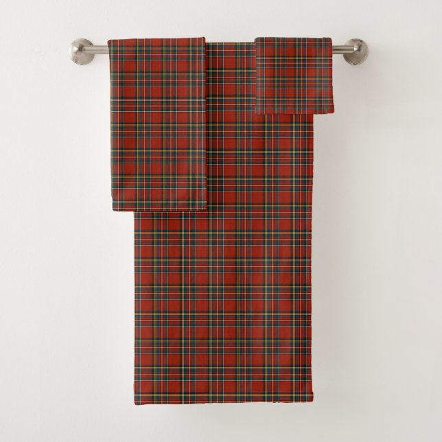 Conjunto De Toalhas Xadrez Escocesa Real Stewart Tartan (Insitu)