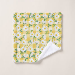 Conjunto de Toalhas Xadrez Floral Margarida Amarel