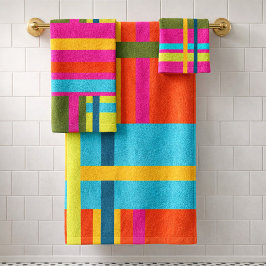 Conjunto De Toalhas Xadrez Geométrico Abstrato Moderno Ousado