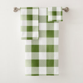 Conjunto De Toalhas Xadrez Glam Green White Buffalo
