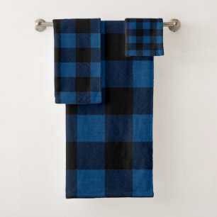 Conjunto De Toalhas Xadrez Lenhador Azul