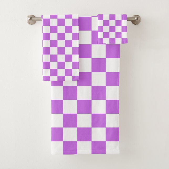 Conjunto De Toalhas Xadrez magenta visual clássico  (Insitu)