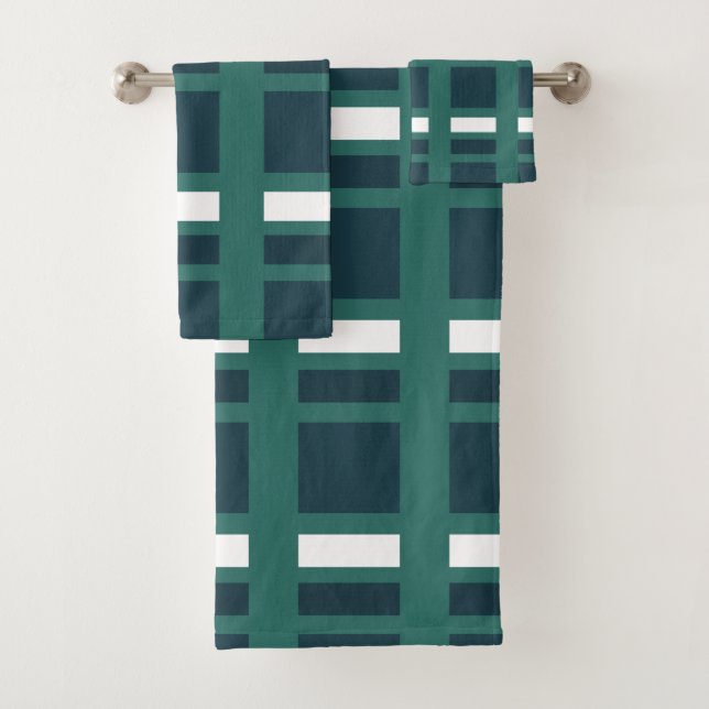 Conjunto De Toalhas Xadrez Moderno Azul Claro Branco Azul (Insitu)