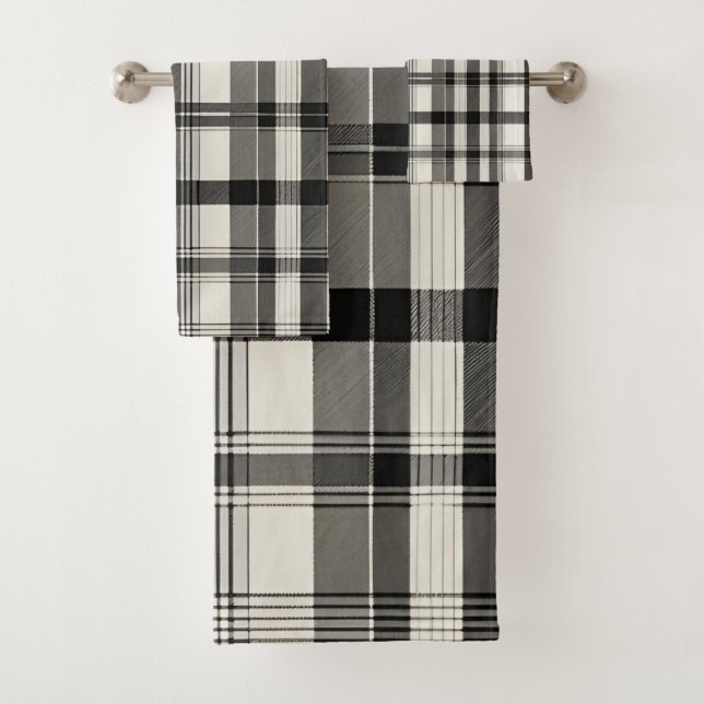 Conjunto De Toalhas Xadrez Monocromática Branca Moderna (Insitu)