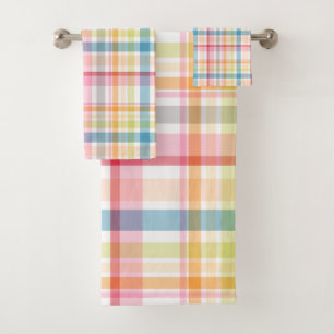 Conjunto De Toalhas Xadrez pastel brilhante multicor clã tartan
