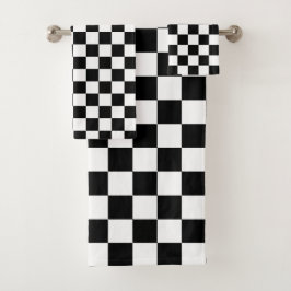 Conjunto De Toalhas Xadrez preto clássico