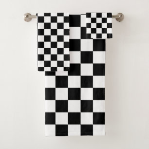 Conjunto De Toalhas Xadrez preto clássico