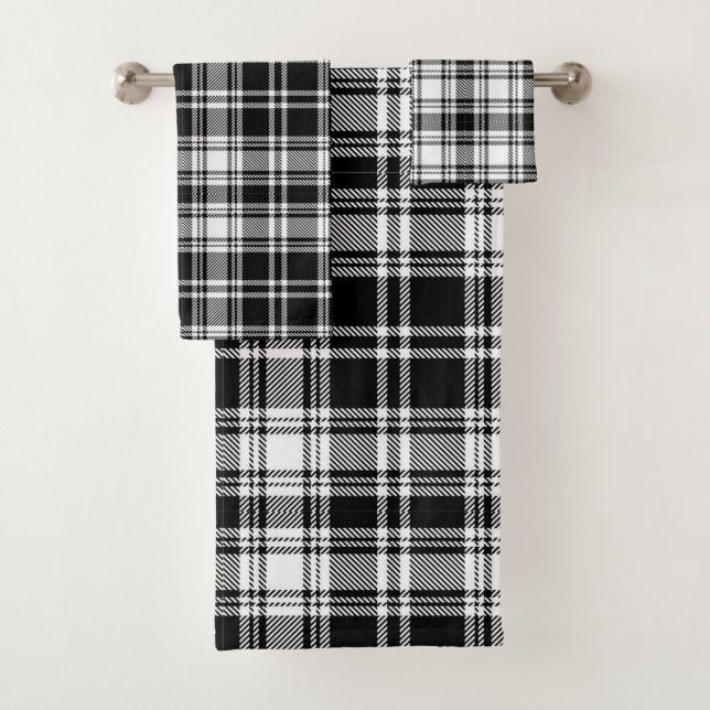 Conjunto De Toalhas Xadrez Preto E Branco (Insitu)