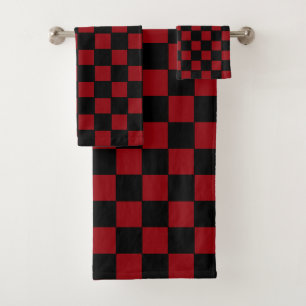Conjunto De Toalhas Xadrez Preto e Marrom Simples Abstrato