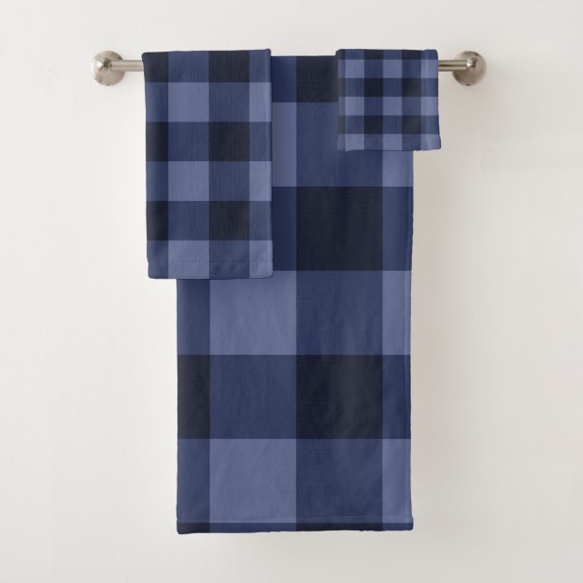 Conjunto De Toalhas Xadrez Quadrados Azul Xadrez (Insitu)