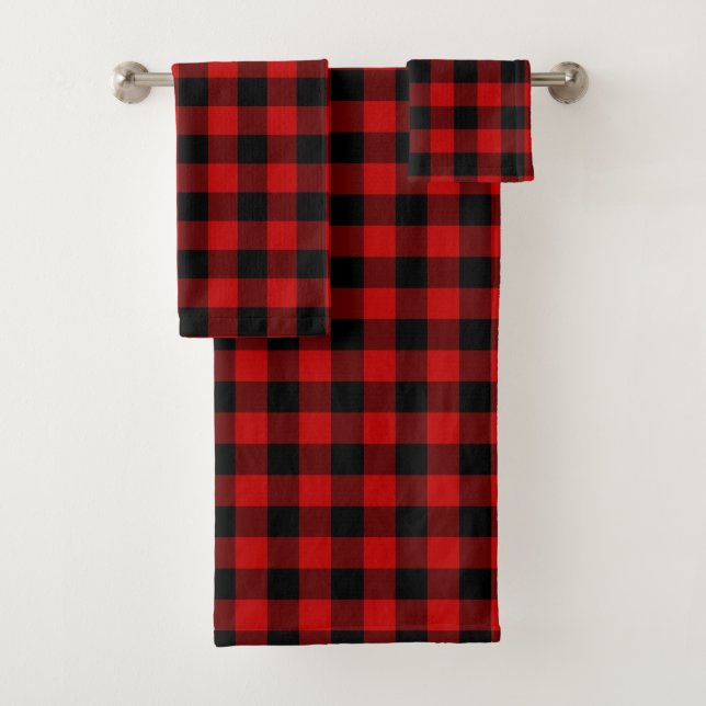 Conjunto De Toalhas Xadrez Red Black Lumberjack (Insitu)