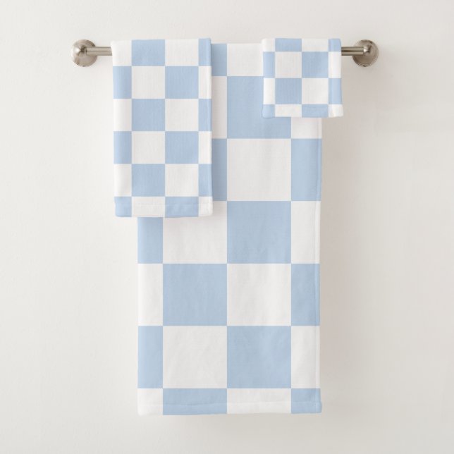 Conjunto De Toalhas Xadrez Retro Azul Gelo (Insitu)