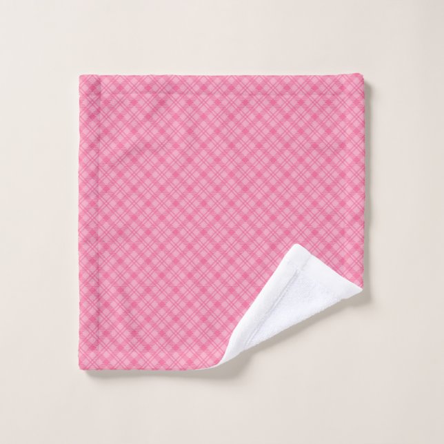 Conjunto de toalhas xadrez rosa exibido em uma par (Pano de lavar)