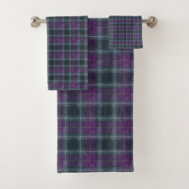Conjunto De Toalhas Xadrez Roxo Azul Turquesa Elegante