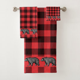 Conjunto De Toalhas Xadrez Rustic Walking Bear Buffalo