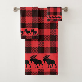 Conjunto De Toalhas Xadrez Rustic Walking Moose Buffalo