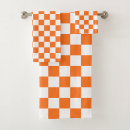 Conjunto De Toalhas Xadrez salmão visual clássico