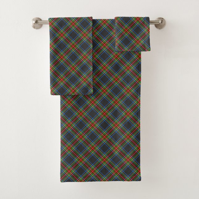 Conjunto De Toalhas Xadrez Stewart Stuart Black Clan Tartan (Insitu)