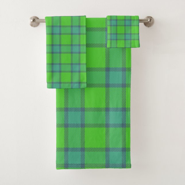 Conjunto De Toalhas Xadrez Tarta Azul e Verde do Clã Davidson (Insitu)