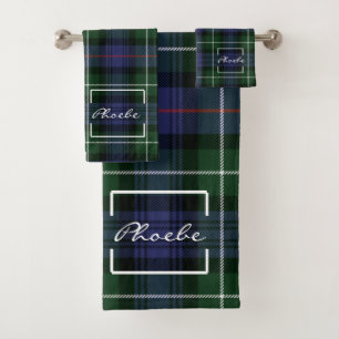 Conjunto De Toalhas Xadrez Tartan Clan MacKenzie Green Purple Check