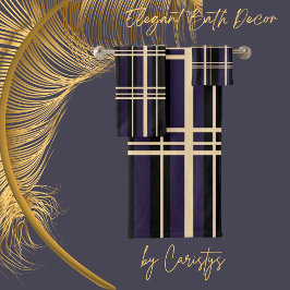 Conjunto De Toalhas Xadrez Tradicional Preta, Nata-Manteiga, Pluma Esc