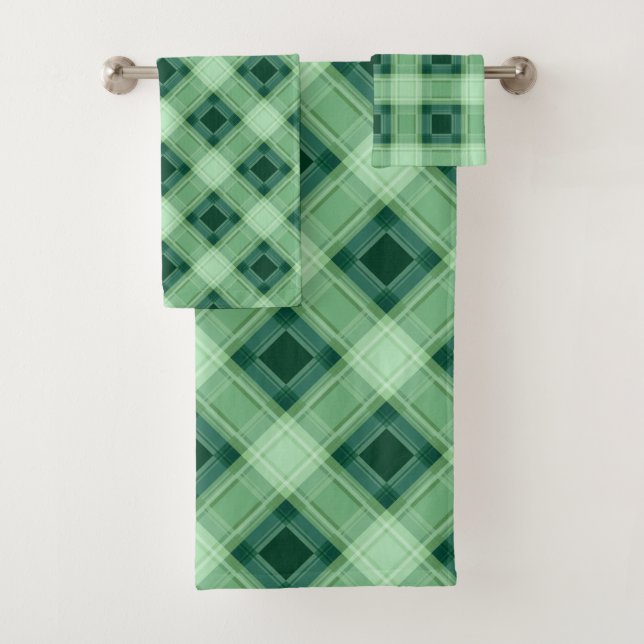 Conjunto De Toalhas Xadrez Verde (Insitu)