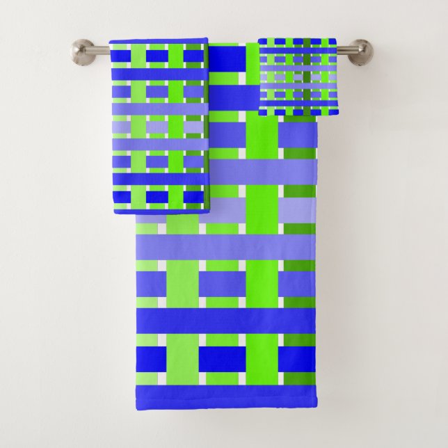 Conjunto De Toalhas Xadrez Verde Azul (Insitu)