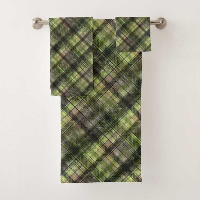 Conjunto De Toalhas Xadrez verde-tartan-preto-clássico (Insitu)