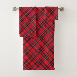 Conjunto De Toalhas Xadrez vermelha de Stewart tartan