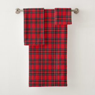 Conjunto De Toalhas Xadrez vermelha de Stewart tartan