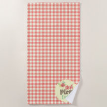 Conjunto de Toalhas Xadrez Vermelhas "Melhor Mãe d