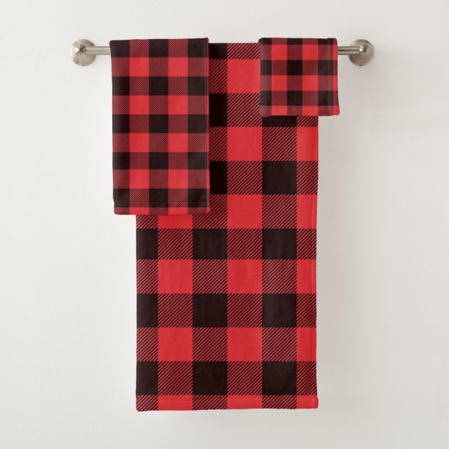 Conjunto De Toalhas Xadrez Vermelho (Insitu)