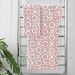 Conjunto De Toalhas XOXO Abraços e Beijos Monograma Rosa Po dusty Mode