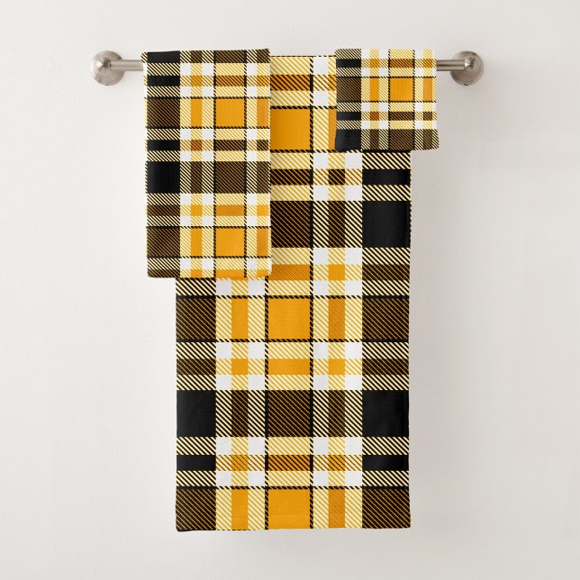 Conjunto De Toalhas Yellow Black White Flannel Tartan Pattern Design  (Criador carregado)