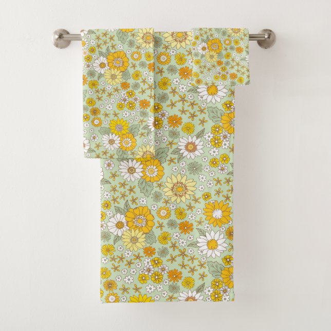 Conjunto De Toalhas Yellow Floral Garden Pattern (Insitu)