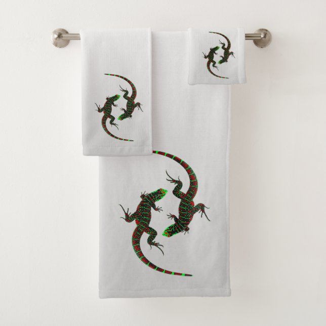Conjunto De Toalhas Yin Yang Lizards Silver (Insitu)