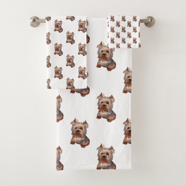 Conjunto De Toalhas Yorkshire Terrier Bath Towel Set (Insitu)