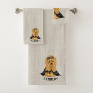 Conjunto De Toalhas Yorkshire terrier do cão do filhote de cachorro  