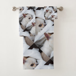 Conjunto De Toalhas Your pet dog puppy custom photo chihuahua pattern