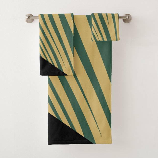 Conjunto De Toalhas Zebra - ciano geométrico, preto e bege (Insitu)