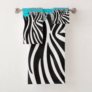 Conjunto De Toalhas Zebra de Delilah do diamante (cerceta)