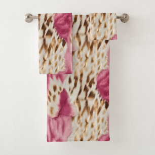 Conjunto De Toalhas Zebra Dourada Rosa na moda