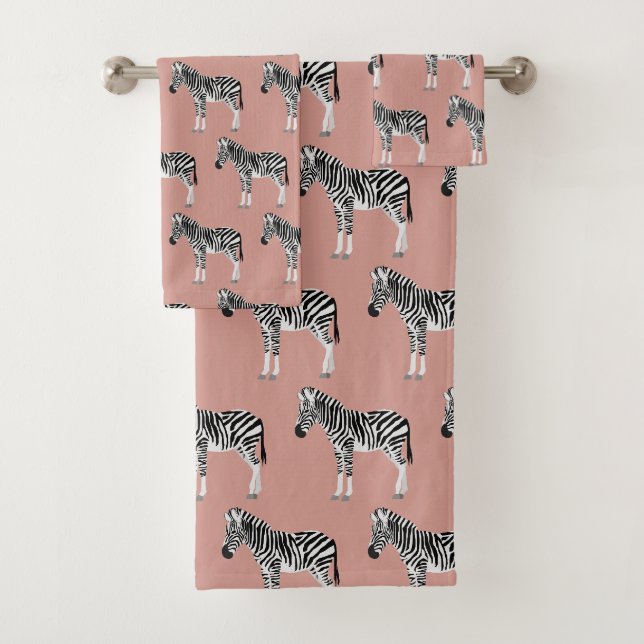 Conjunto De Toalhas Zebra - Padrão Animal Exótico, Cor-de-rosa (Insitu)