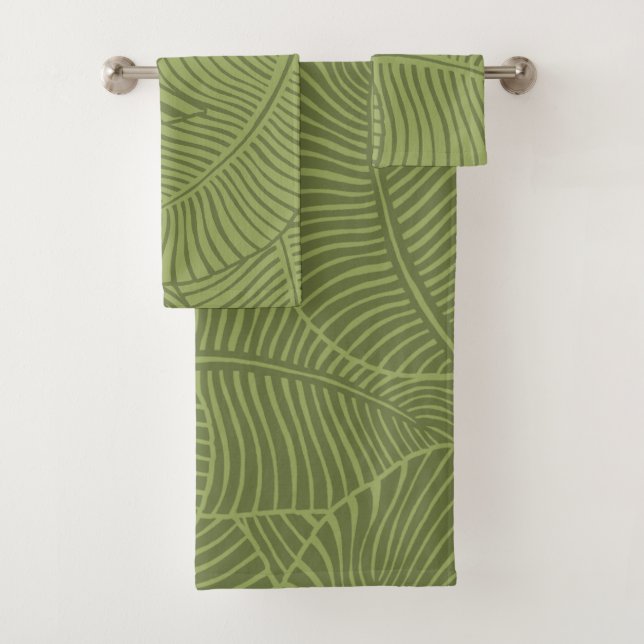 Conjunto De Toalhas Zebra Palm Havaiano — Verde Oleícola Tropical (Insitu)