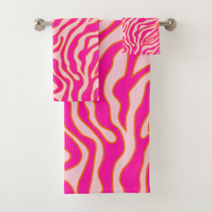 Conjunto De Toalhas Zebra Stripes Rosa Laranja Cor-de-rosa Impressão A
