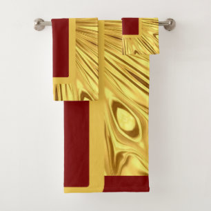 Conjunto De Toalhas Zenith Dourado: Redemoinho Opulento Luxo Ouro Ca