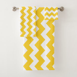 Conjunto De Toalhas Zigzag Amarelo Striped