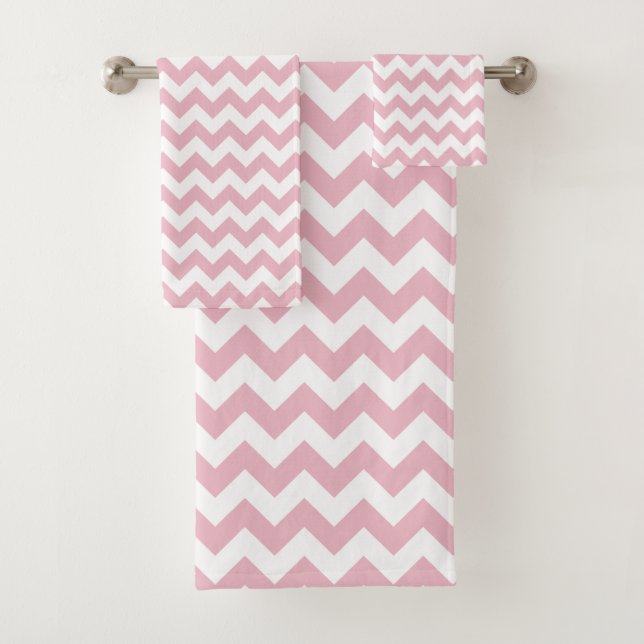 Conjunto De Toalhas Zigzag Rosa, Chevron Rosa, Padrão Geométrico (Insitu)